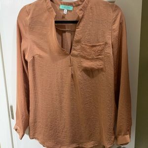 Long sleeve blouse in rust color